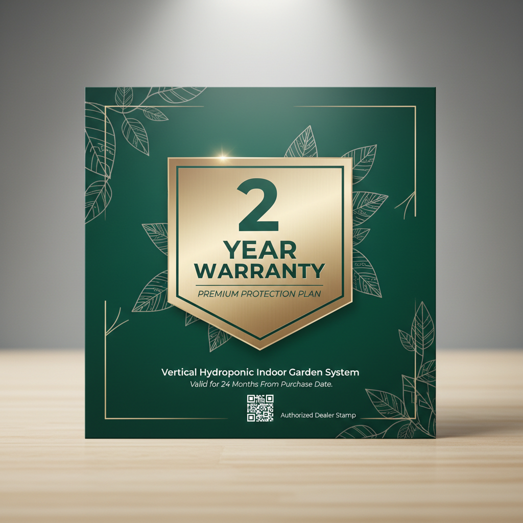 2-Year Warranty card for Vertical Hydroponic Garden System